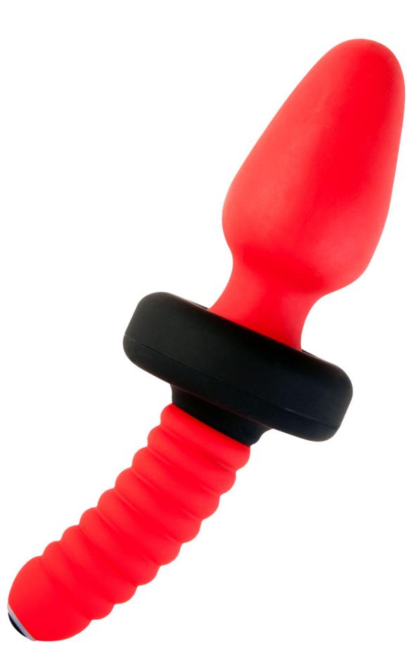 Анальная вибровтулка TOYFA Black&Red для фистинга, силиконовая, красная, 10 см, диаметр 5 см