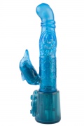 Вибратор BLUE JUICE с клиторальным  стимулятором, многофункциональный с ротацией 17,8 см - интим магазин Точка G