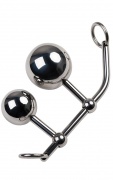 Стринги с двумя шарами, TOYFA Metal, серебристые - интим магазин Точка G
