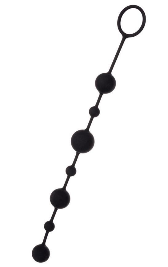 Анальная цепочка Toyfa A-toys с шариками, силикон, черный, 35,9 см