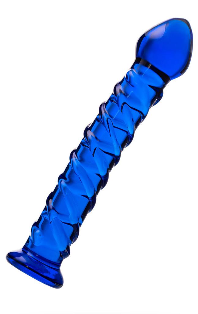 Нереалистичный фаллоимитатор Sexus Glass, Синий, 18 см