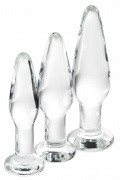 Набор анальных втулок Sexus Glass, прозрачный, 13 см, диаметр 3,8 см - интим магазин Точка G