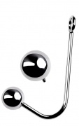 Крюк анальный с двумя сменными шарами, TOYFA Metal,серебро - интим магазин Точка G