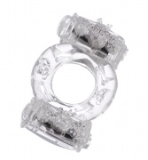 Эрекционное кольцо на пенис с двойной вибрацией TOYFA,TPE, прозрачный - интим магазин Точка G