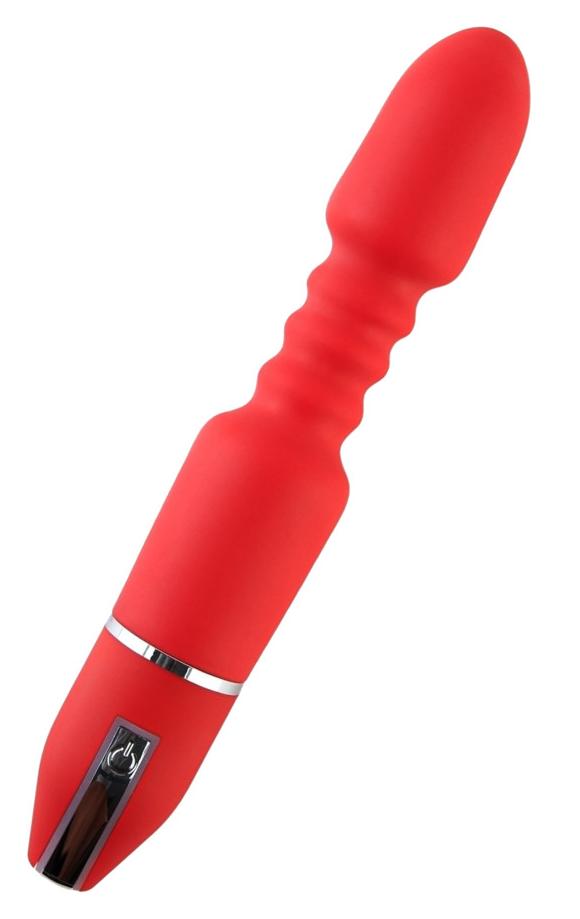 Вибратор TOYFA Black&Red, 10 режимов вибрации, красный, 28 см, диаметр 4,5 см