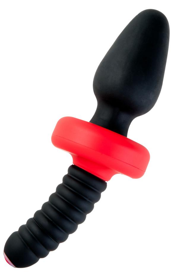 Анальная вибровтулка TOYFA Black&Red для фистинга, силиконовая, черная, 10 см, диаметр 5 см