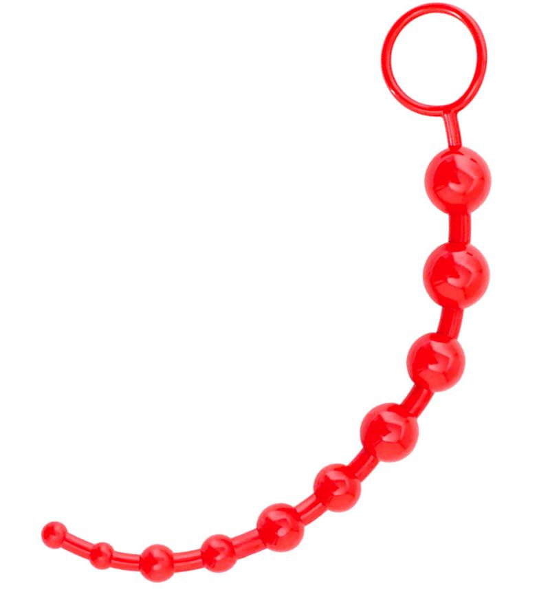 Анальные шарики цепочка TOYFA Black&Red, ПВХ, Красные, 25 см