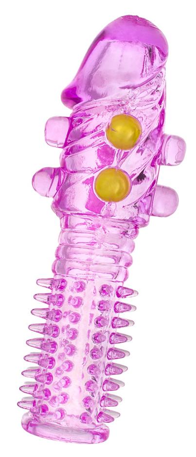 Насадка с шариками TOYFA, фиолетовый, 14 см