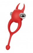 Виброкольцо с хвостиком JOS NICK, силикон, красный, 13,5 см - интим магазин Точка G